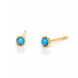 TAI JEWELRY Earrings TURQUOISE Mini Gold Trim Post Earring