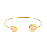 TAI JEWELRY Bracelet Gold/Cat's Eye Asymmetrical Circle Stone Open Bracelet