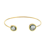 TAI JEWELRY Bracelet Gold/Charcoal Asymmetrical Circle Stone Open Bracelet