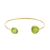 TAI JEWELRY Bracelet Gold/Green Asymmetrical Circle Stone Open Bracelet
