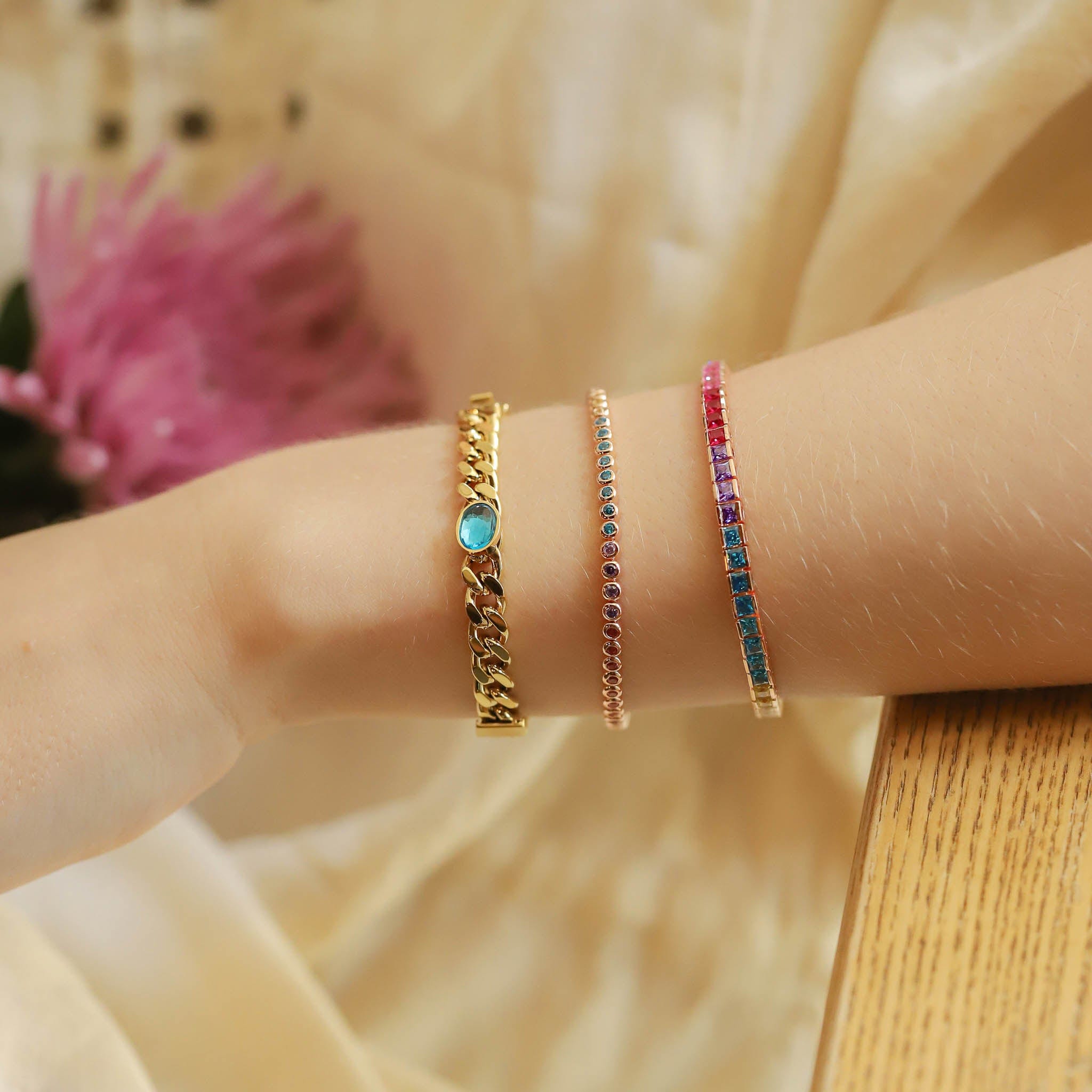 TAI JEWELRY Bezel Set Rainbow Tennis Bracelet - Main Image