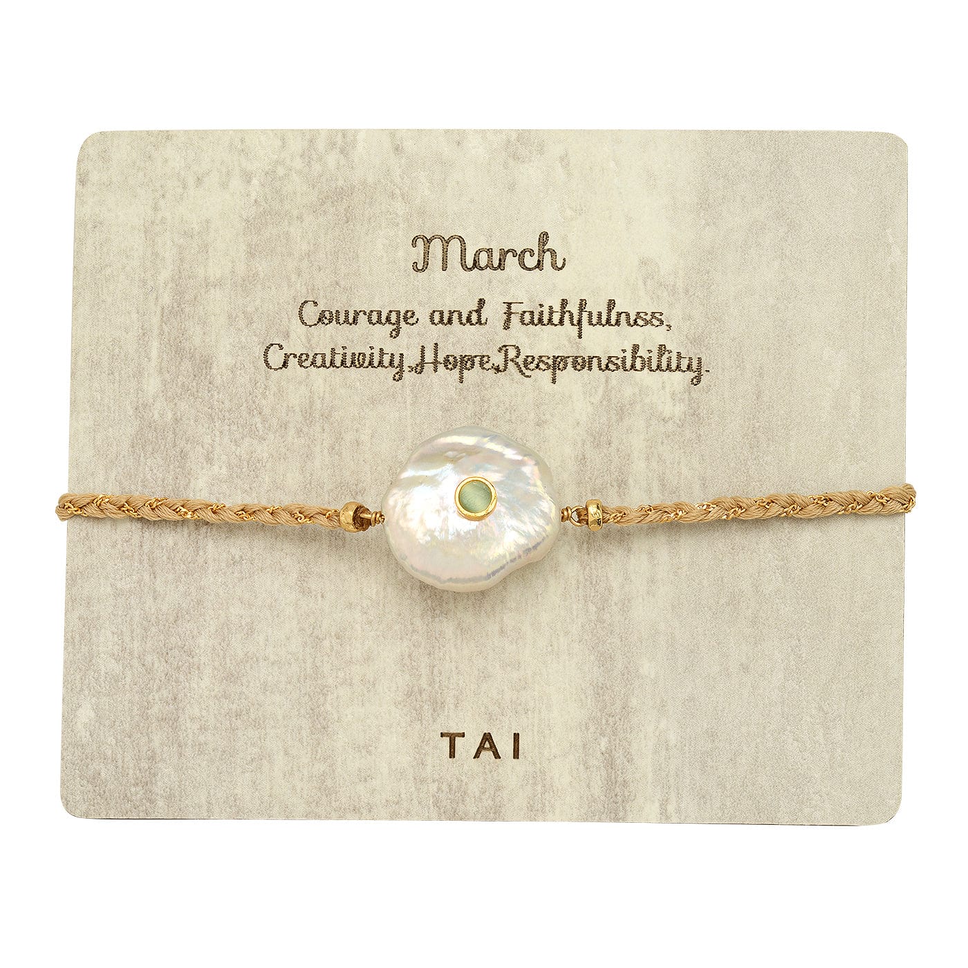 TAI JEWELRY Bracelet March Birthstone Baroque Pearl Bracelet