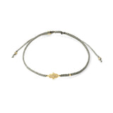 TAI JEWELRY Bracelet GOLD / LIGHT GREY Braided Silk Cord Bracelet With Mini Hamsa