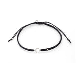 TAI JEWELRY Bracelet SILVER / BLACK Braided Silk Cord Bracelet With Mini Horseshoe