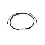 TAI JEWELRY Bracelet SILVER / BLACK Braided Silk Cord Bracelet With Mini Infinity