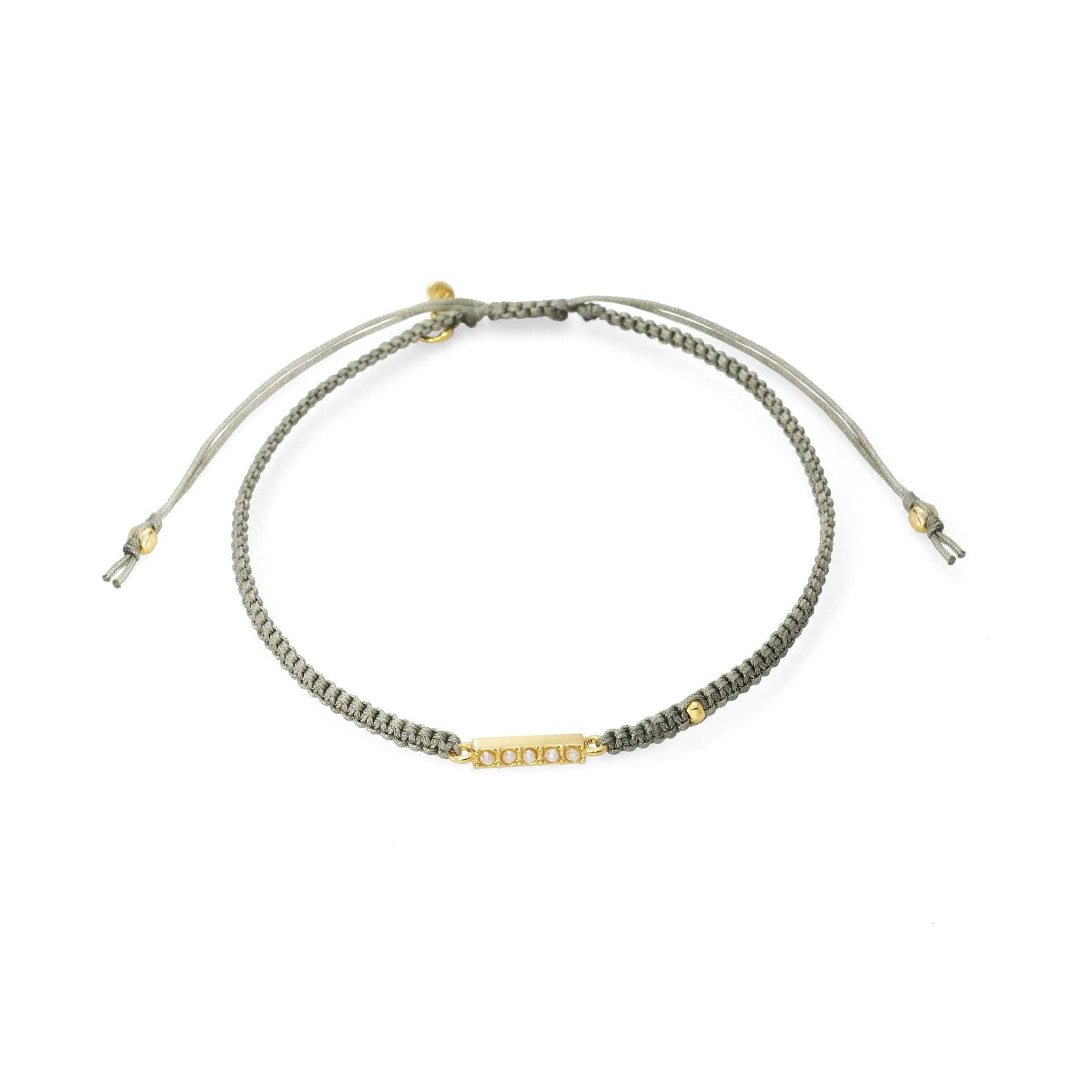 TAI JEWELRY Bracelet GOLD-PEARL Braided Silk Cord Bracelet With Mini Stick