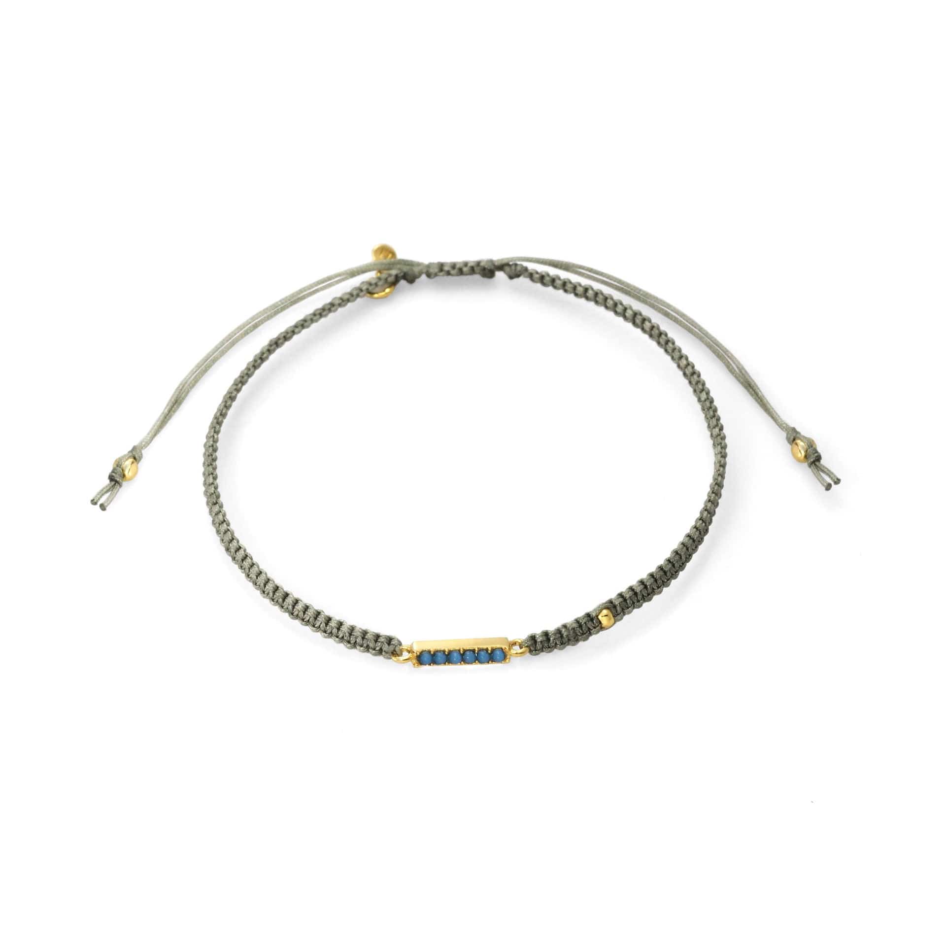TAI JEWELRY Bracelet GOLD-TURQUOISE Braided Silk Cord Bracelet With Mini Stick