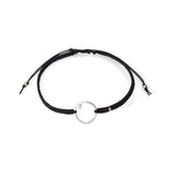 TAI JEWELRY Bracelet SILVER / BLACK Braided Silk Cord Bracelet With Open Circle