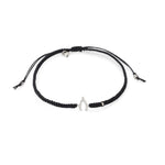 TAI JEWELRY Bracelet SILVER / BLACK Braided Silk Cord With Mini Wishbone