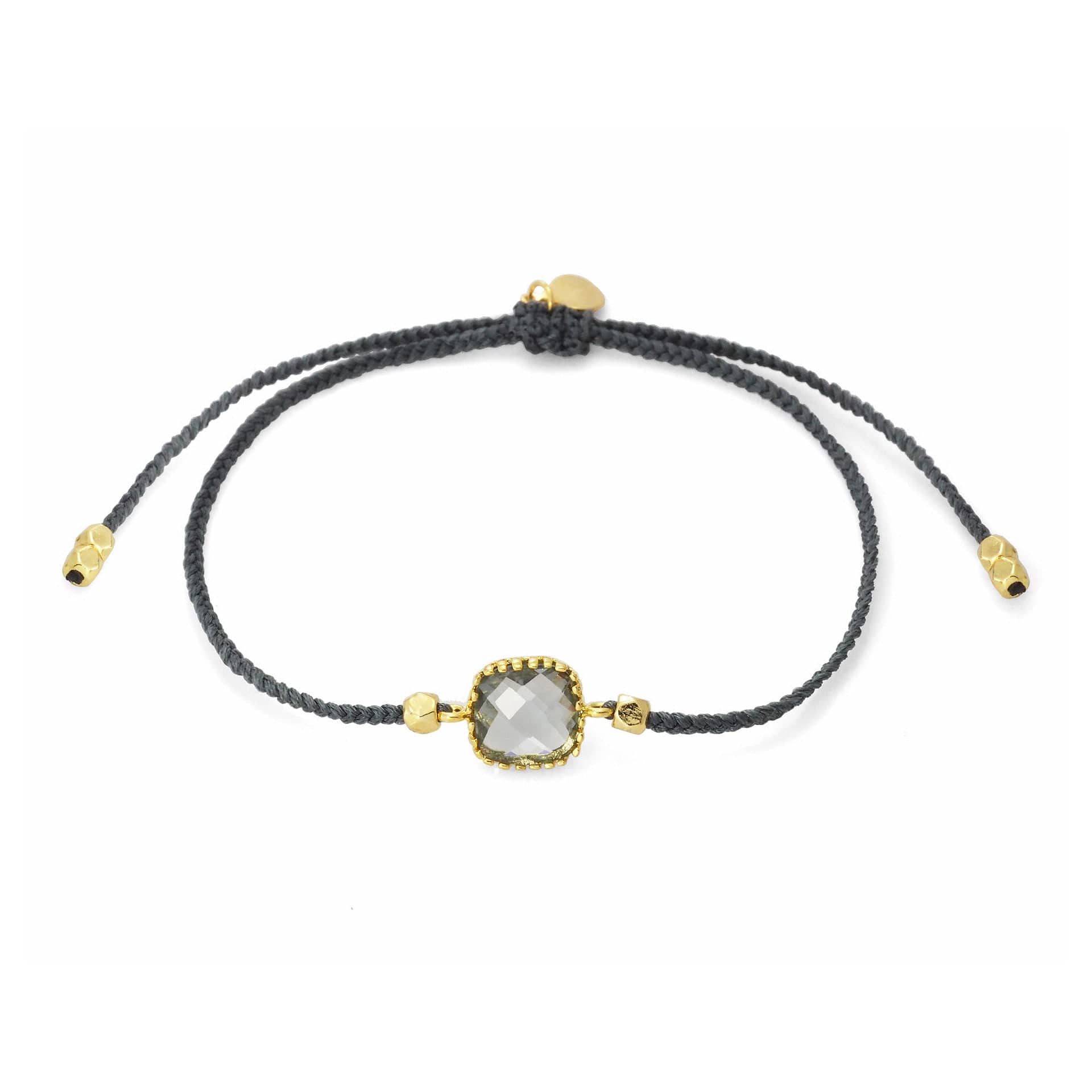 TAI JEWELRY Bracelet GREY Braided Square Charm Bracelet