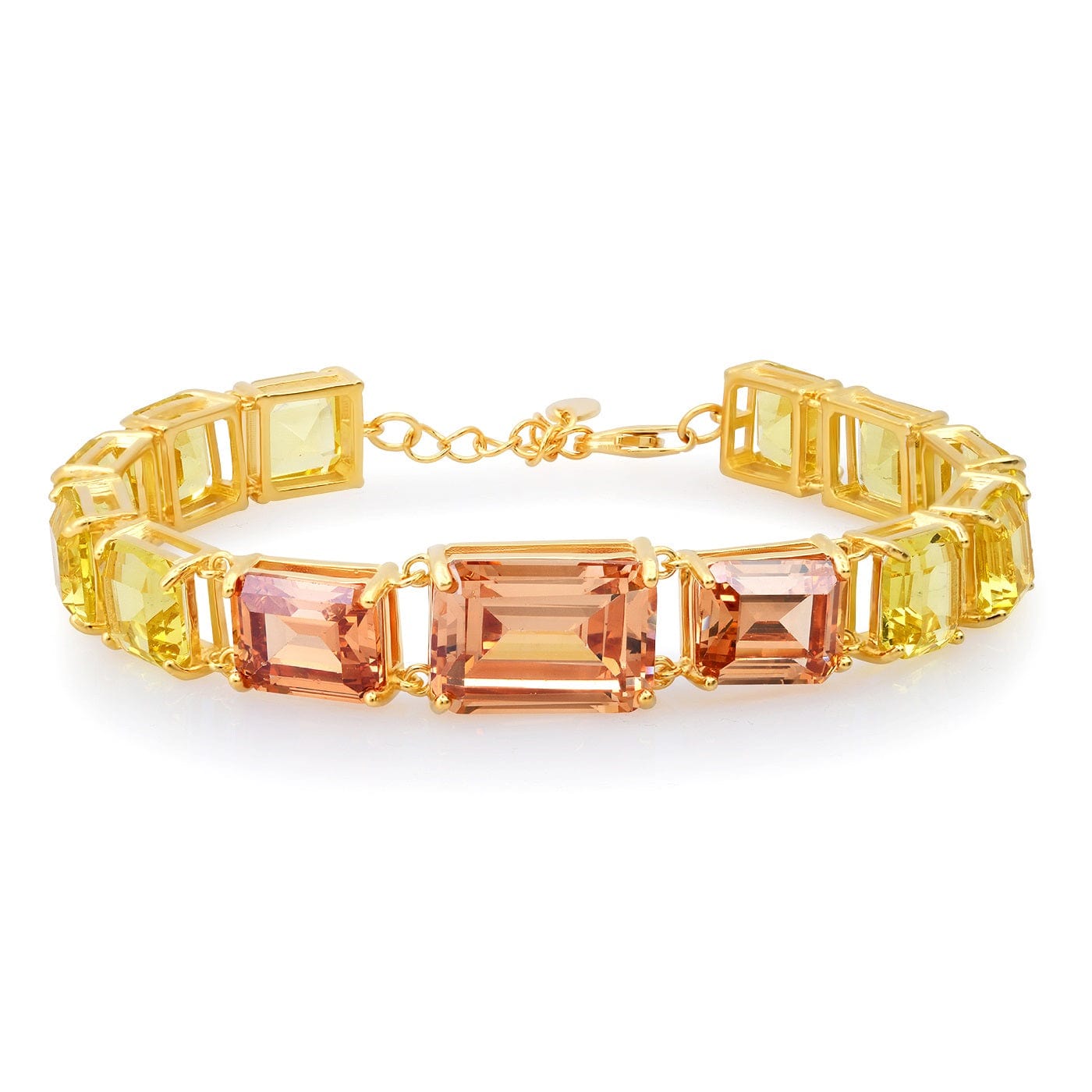 TAI JEWELRY Bracelet Gold Vermeil/Champagne Chunky Emerald Cut Glass Bracelet