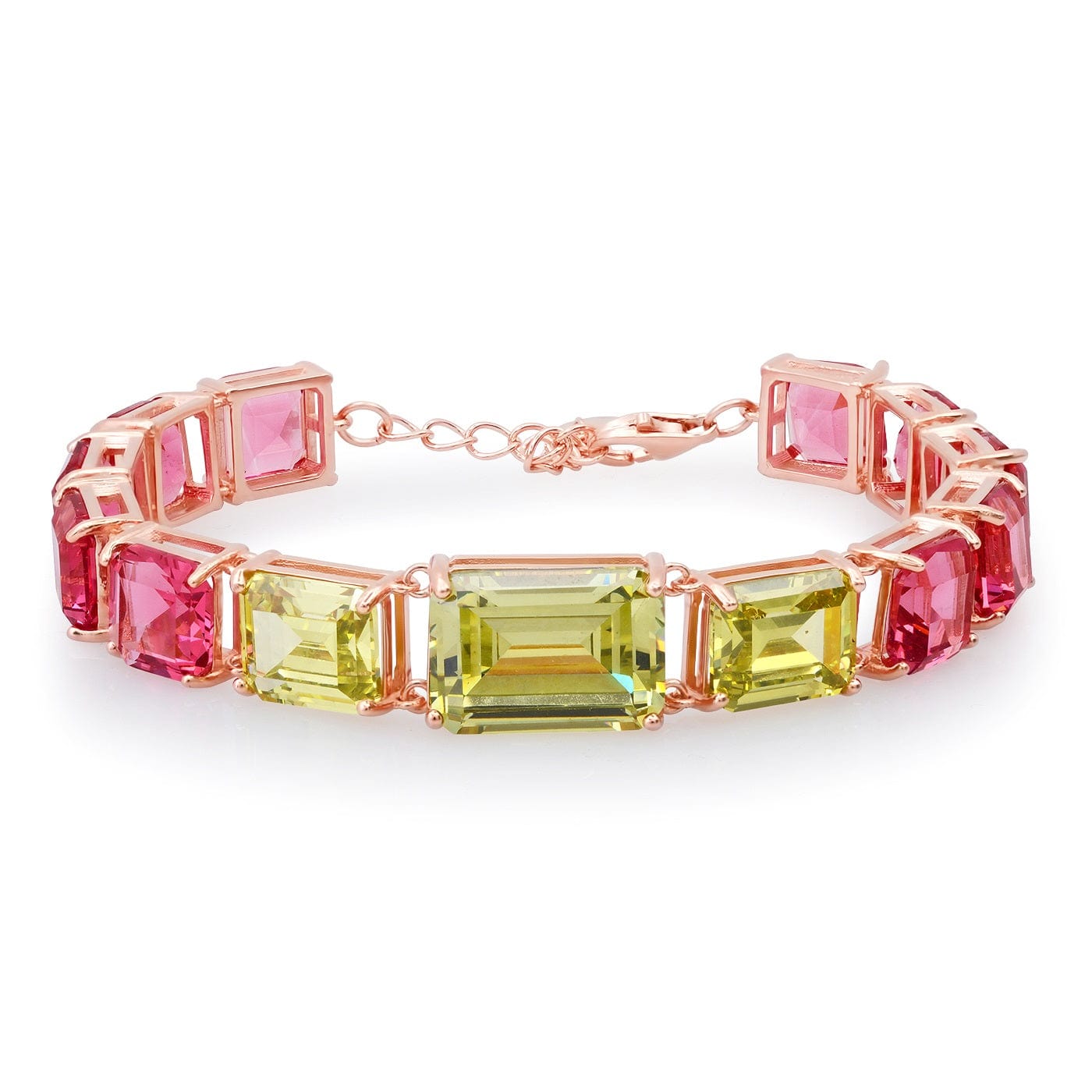 TAI JEWELRY Bracelet Rose Gold/Peridot Chunky Emerald Cut Glass Bracelet