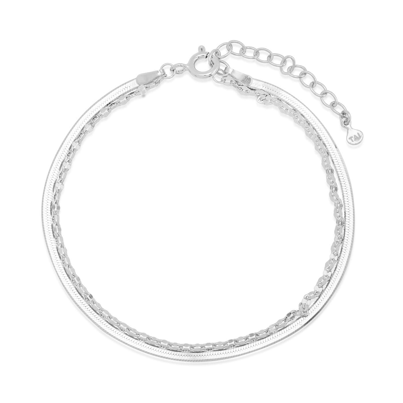 TAI JEWELRY Bracelet Silver Double Chain Bracelet