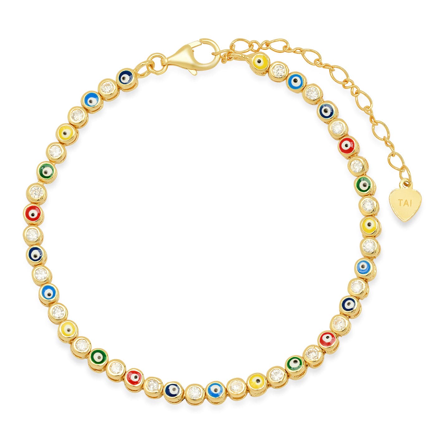TAI JEWELRY Bracelet Multi-Colored Enamel Evil Eye Gold Bracelet
