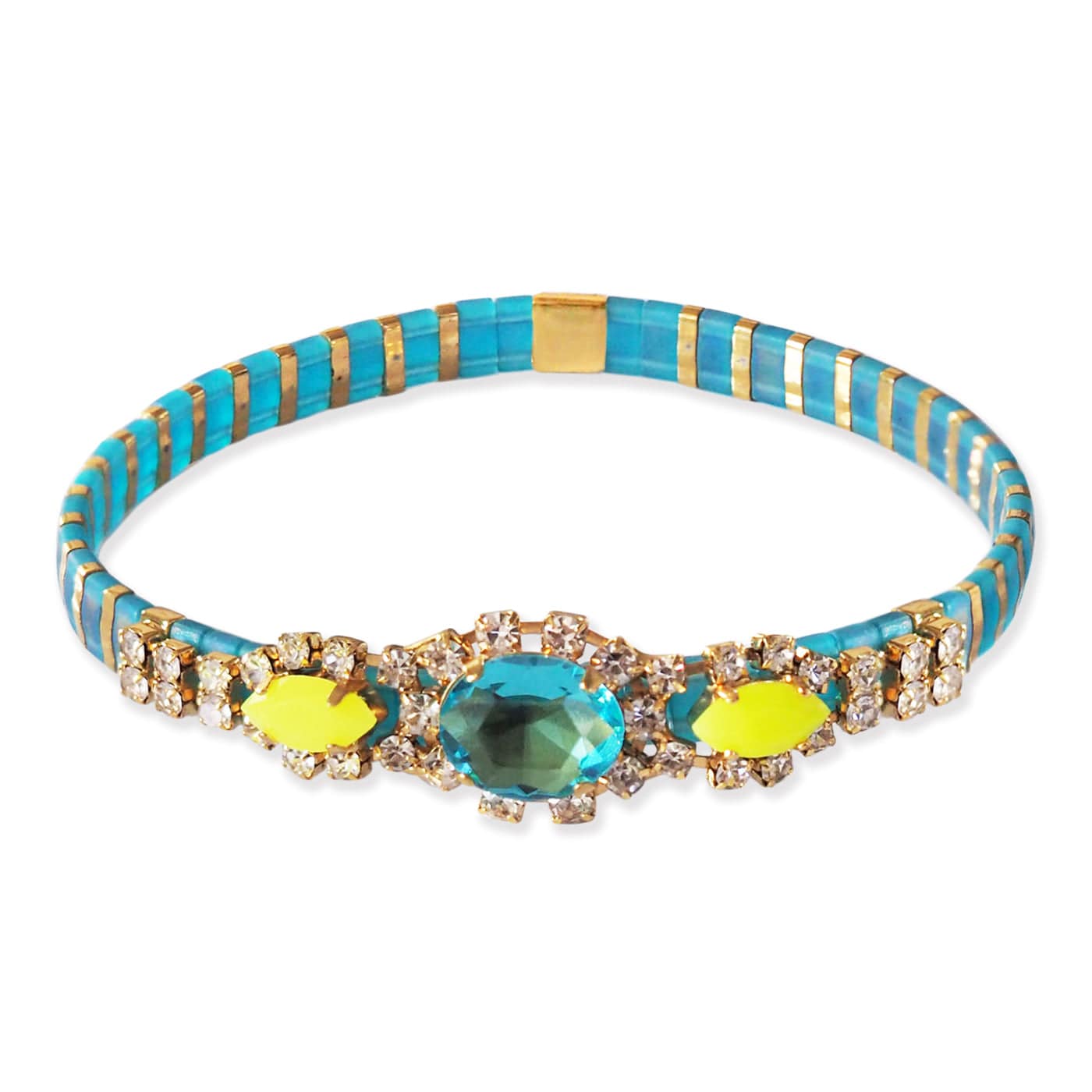 TAI JEWELRY Bracelet Aquamarine Daydream Gemstone Mosaic Tila Bracelet