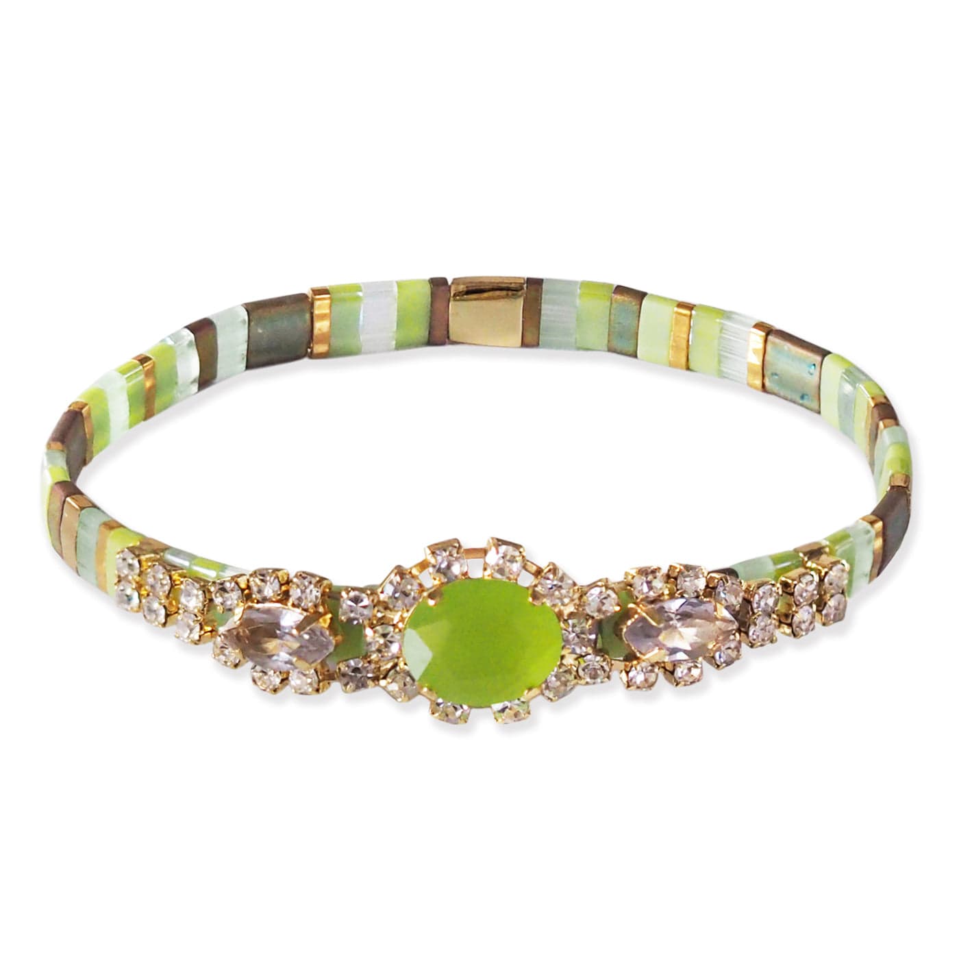 TAI JEWELRY Bracelet Lime Essence Gemstone Mosaic Tila Bracelet