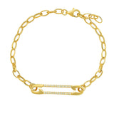 TAI JEWELRY Bracelet Gold & Cz Safety Pin Bracelet
