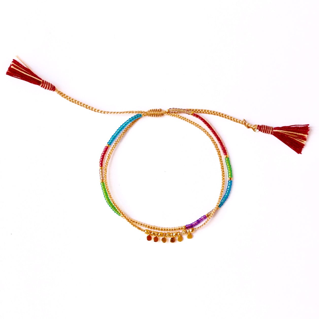 TAI JEWELRY Bracelet Gold Disc Rainbow Beaded Bracelet