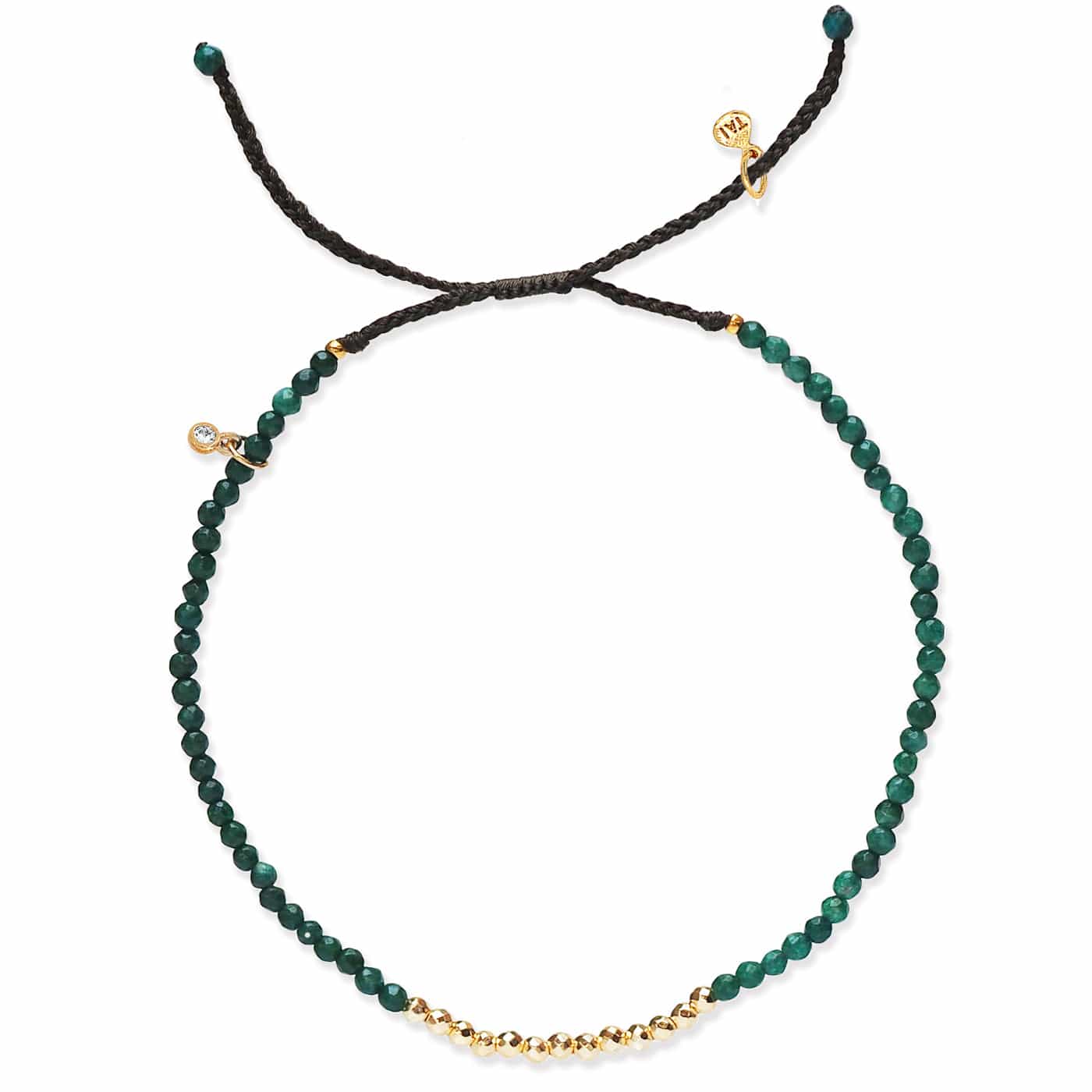 TAI JEWELRY Bracelet GREEN AGATE Gold Line Stone Beaded Bracelet