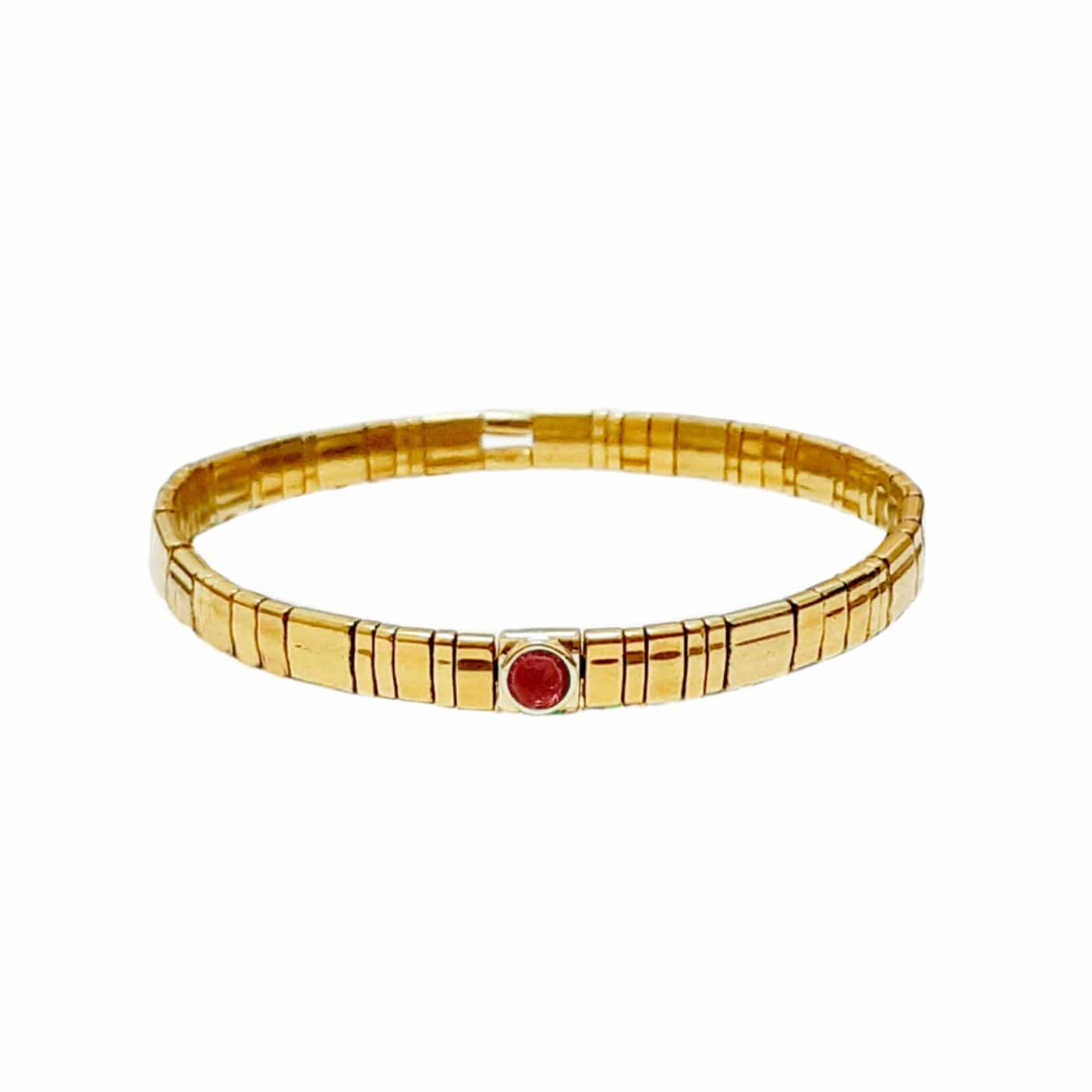 TAI JEWELRY Bracelet Red Gold Tila Bead Bracelet With Single Stone