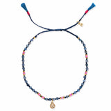 TAI JEWELRY Bracelet (DISC/ BLUE) Handmade Beaded Bracelet With Gold Dangle Accent