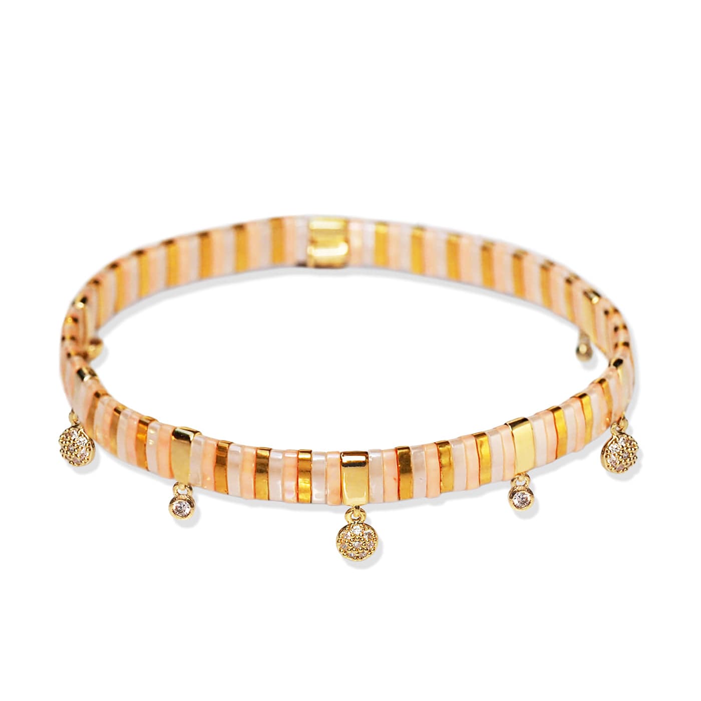 TAI JEWELRY Bracelet -1 Handmade Gold Tila Bead Bracelet With Charms
