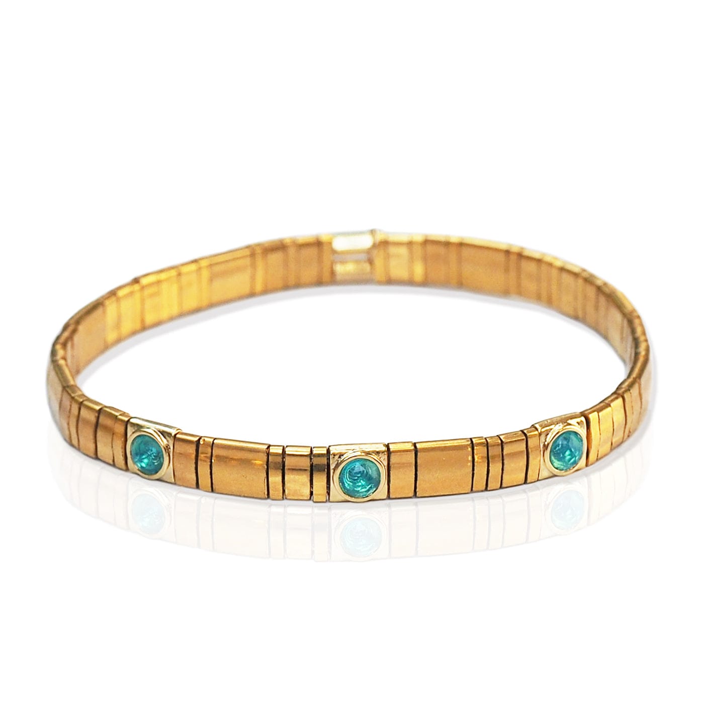 TAI JEWELRY Bracelet -2 Handmade Gold Tila Bead Bracelet With Scattered Stone