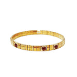 TAI JEWELRY Bracelet Burgandy Handmade Gold Tila Bead Bracelet With Scattered Stones
