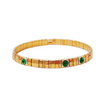 TAI JEWELRY Bracelet Green Handmade Gold Tila Bead Bracelet With Scattered Stones