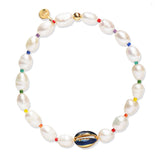 TAI JEWELRY Bracelet Navy Handmade Pearl Bracelet With Sea Shell And Rainbow Accents