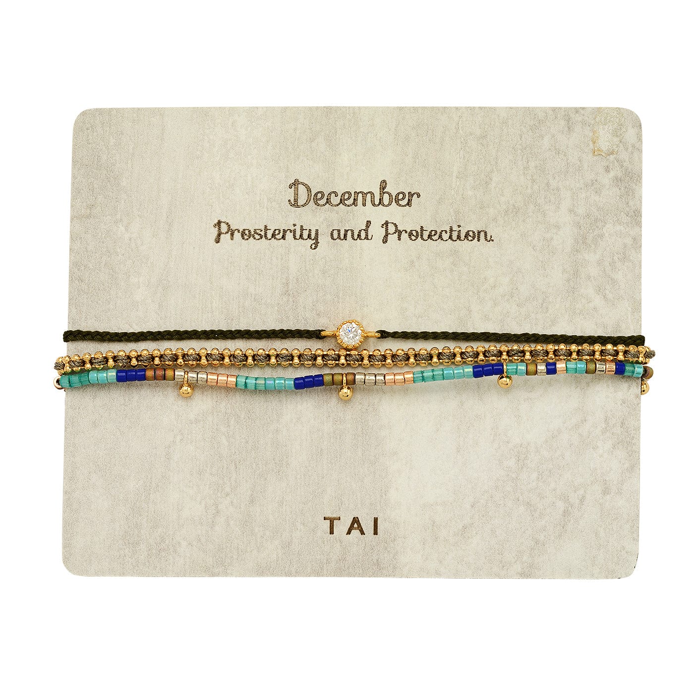 TAI JEWELRY Bracelet December Handmade Pull Tie Birthstone Bracelets | Set Of 3