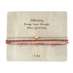 TAI JEWELRY Bracelet February Handmade Pull Tie Birthstone Bracelets | Set Of 3