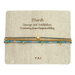 TAI JEWELRY Bracelet March Handmade Pull Tie Birthstone Bracelets | Set Of 3