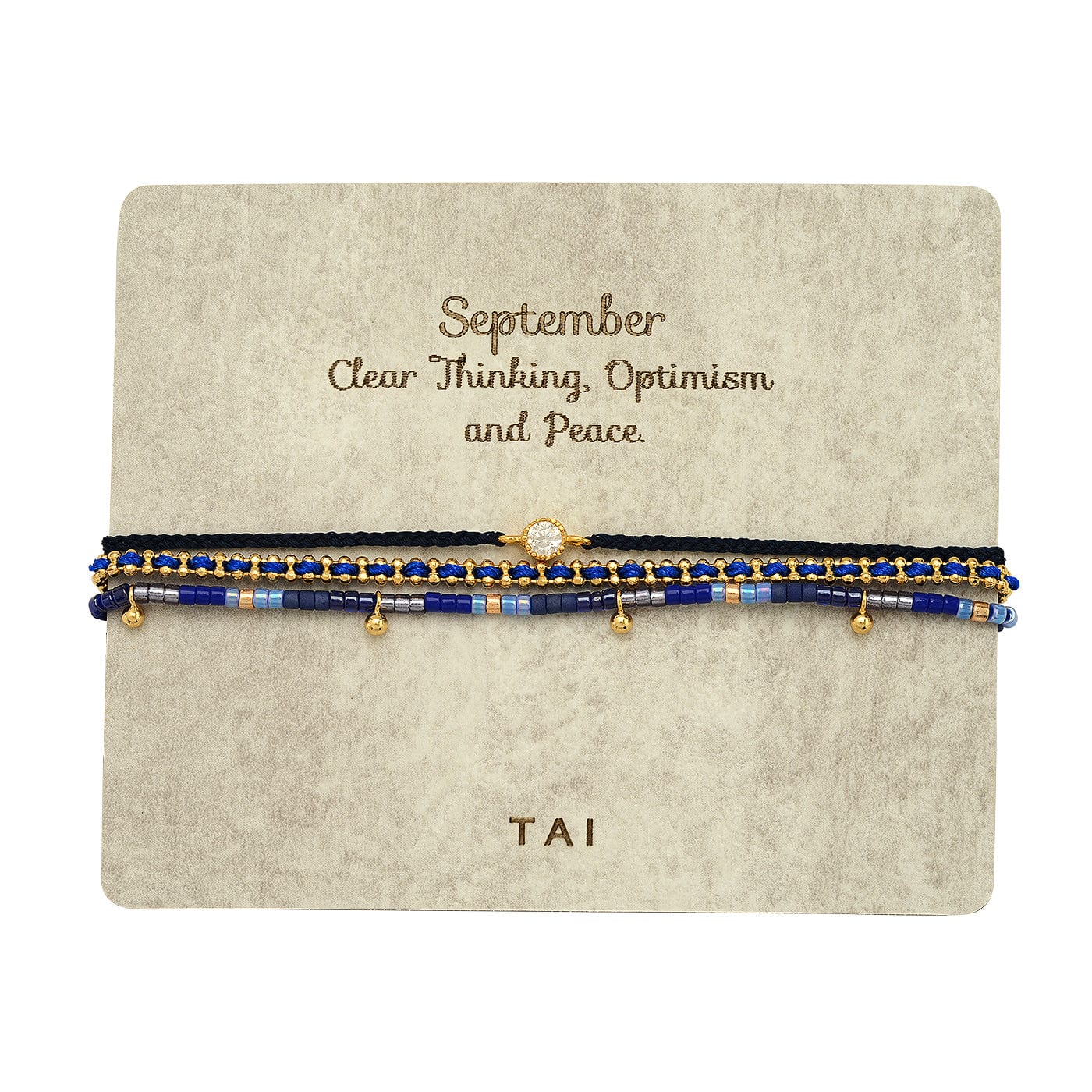 TAI JEWELRY Bracelet September Handmade Pull Tie Birthstone Bracelets | Set Of 3