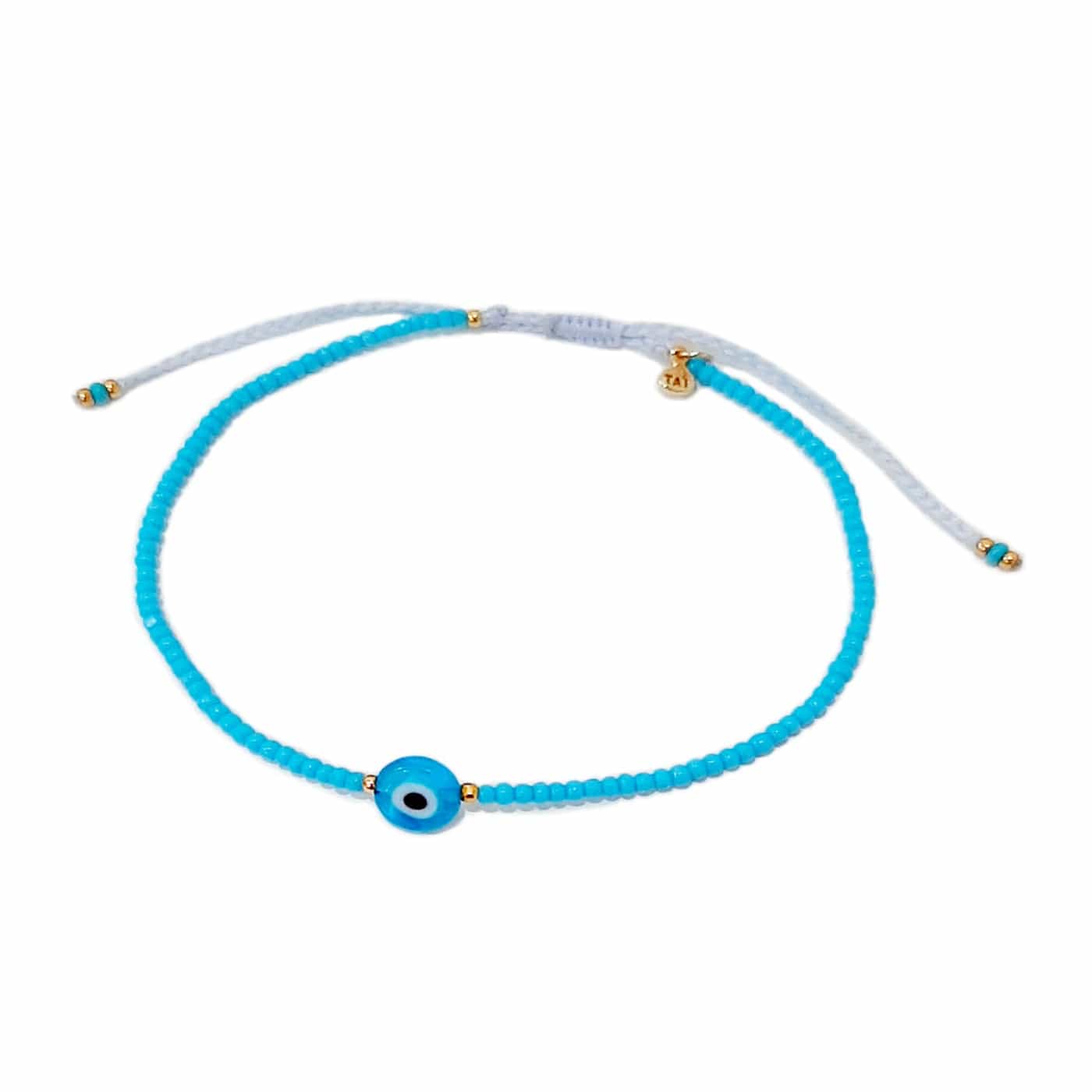 TAI JEWELRY Bracelet Blue Handmade Seed Bead Evil Eye Bracelet