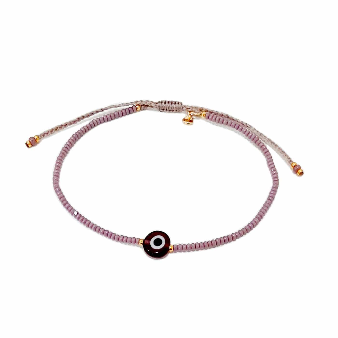 TAI JEWELRY Bracelet Purple Handmade Seed Bead Evil Eye Bracelet