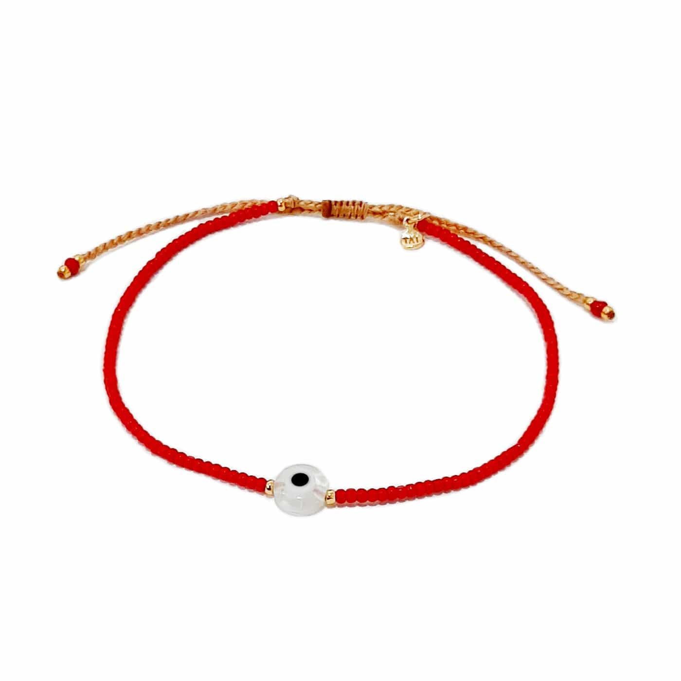 TAI JEWELRY Bracelet Red Handmade Seed Bead Evil Eye Bracelet