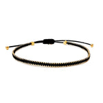 TAI JEWELRY Bracelet Black Handmade Silk Bracelet With Gold Beaded Accents