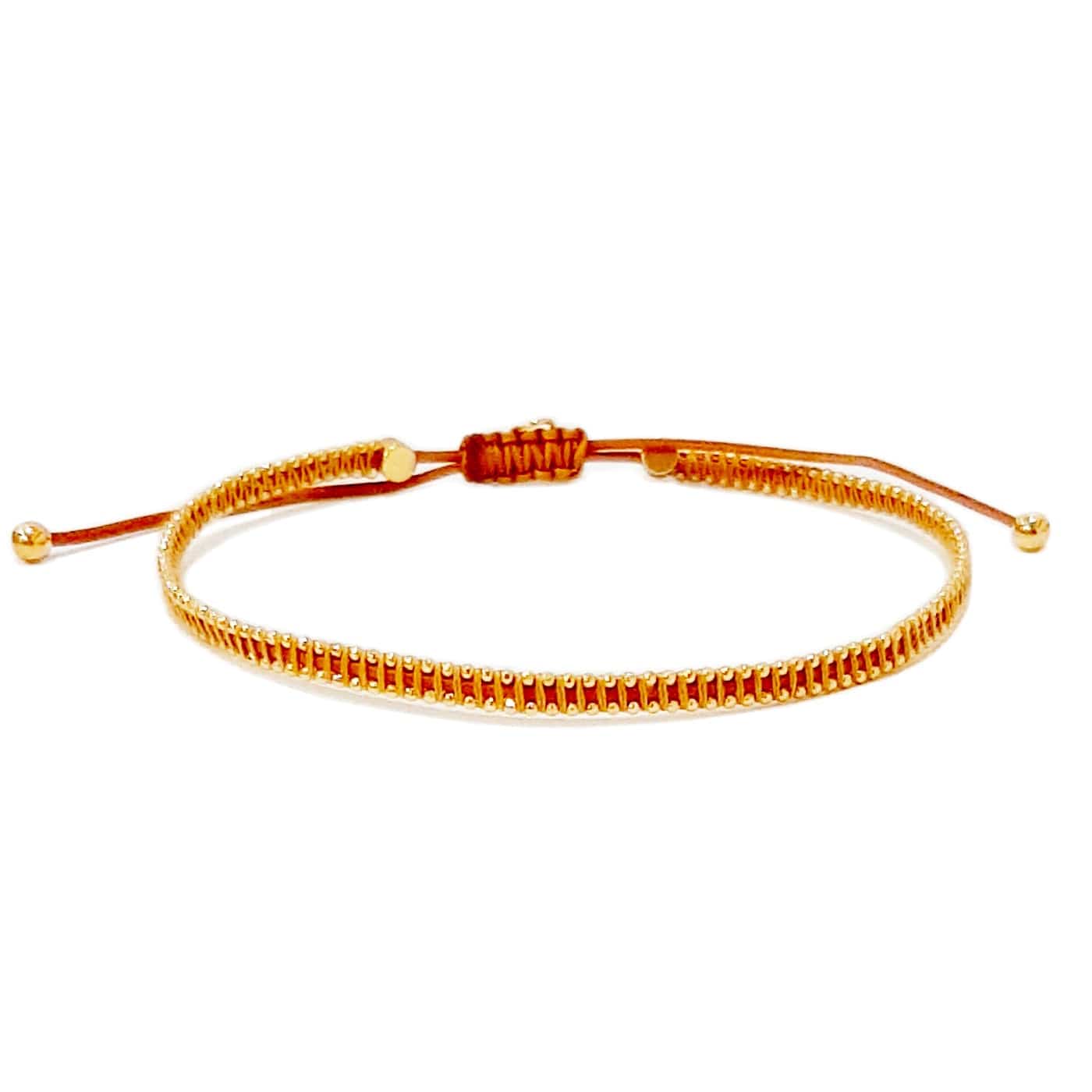 TAI JEWELRY Bracelet Orange Handmade Silk Bracelet With Gold Beaded Accents