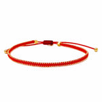 TAI JEWELRY Bracelet Red Handmade Silk Bracelet With Gold Beaded Accents