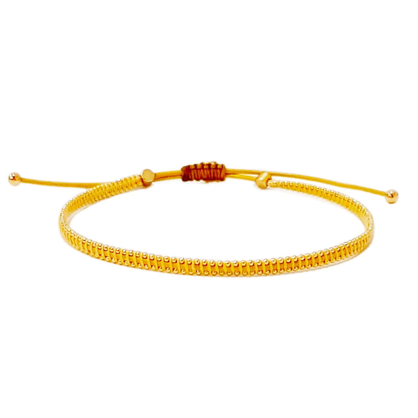 TAI JEWELRY Bracelet Yellow Handmade Silk Bracelet With Gold Beaded Accents
