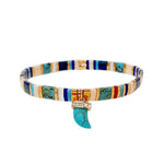 TAI JEWELRY Bracelet Handmade Stretch Tila Bead Bracelet With Turquoise Horn Charm