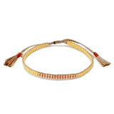 TAI JEWELRY Bracelet Yellow Japanese Double Row Beaded W/ Gold Accent Bracelet | Handmade