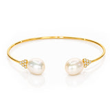 TAI JEWELRY Bracelet Medium Pearl And CZ Open Cuff