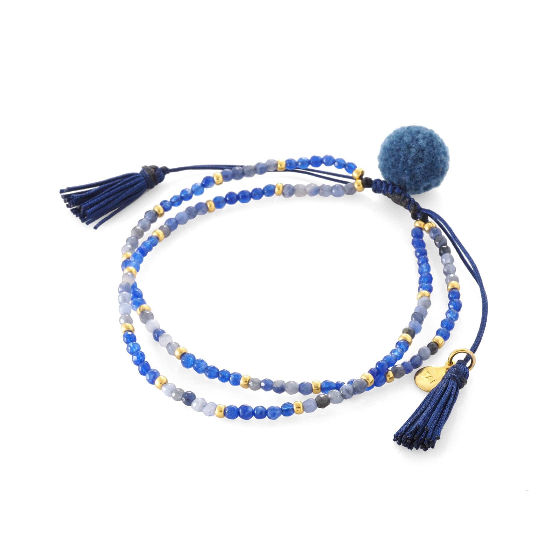 TAI JEWELRY | Neutral Double Strand Pom Pom Beaded Bracelet | Bracelet |