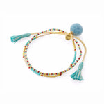 TAI JEWELRY Bracelet BLUE Neutral Pom Pom Double Strand Bracelet