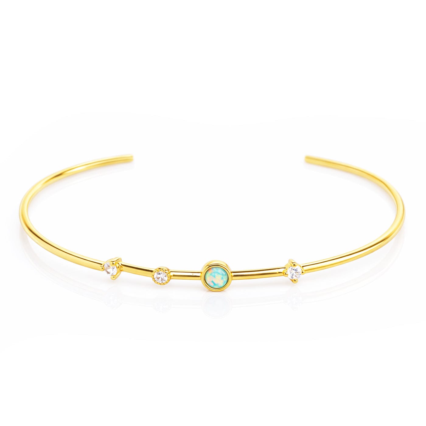TAI JEWELRY Bracelet Opal and CZ Open Cuff
