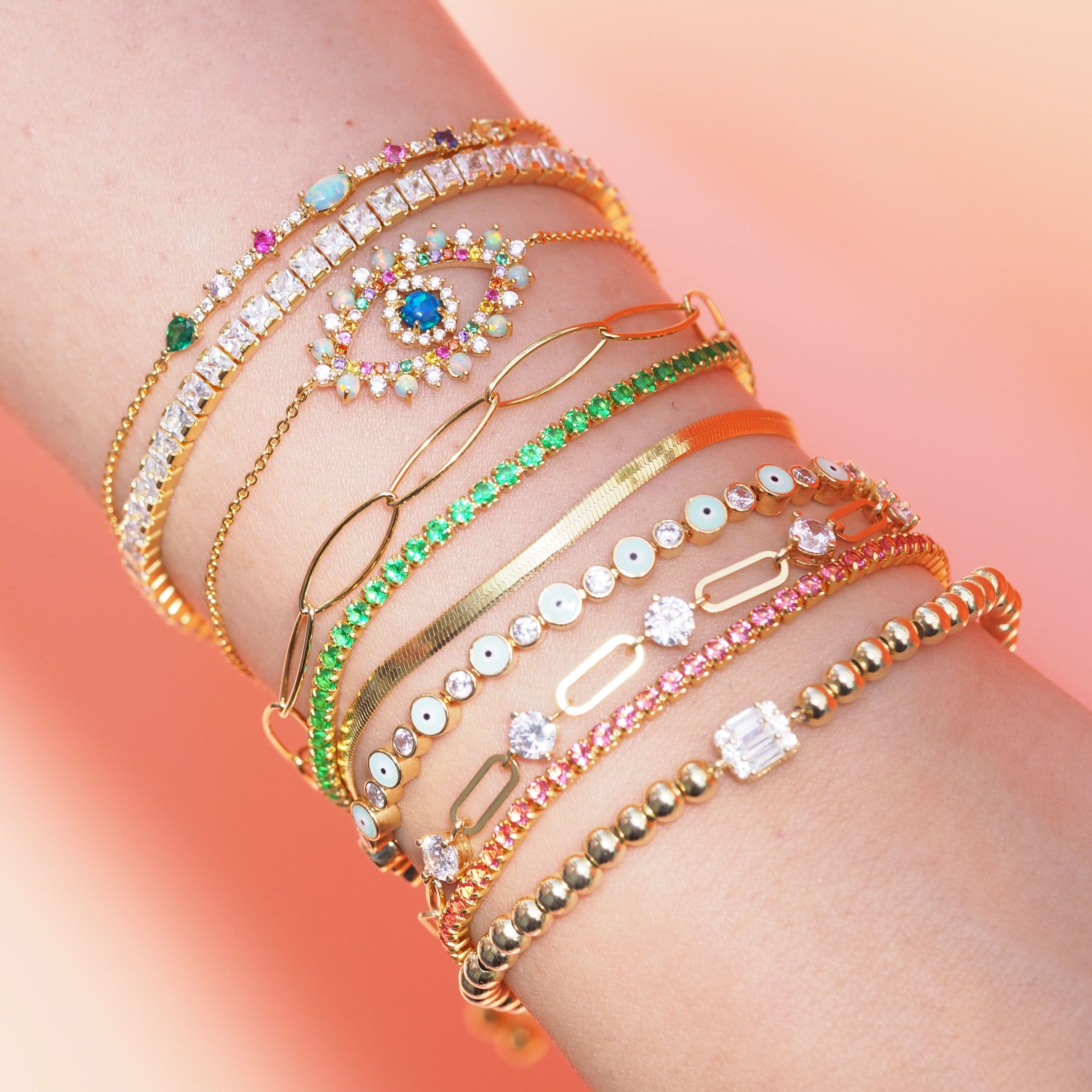 TAI JEWELRY Bracelet Opal Evil Eye Chain Bracelet