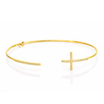 TAI JEWELRY Bracelet Pave Cross Open Cuff Bracelet