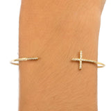 TAI JEWELRY Bracelet Pave Cross Open Cuff Bracelet